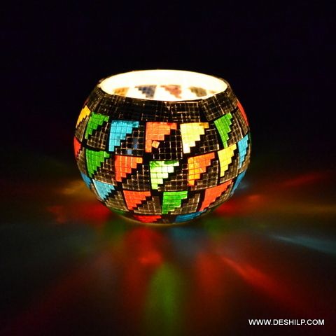 Rainbow Effect Glass Candle Holder