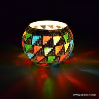 Antique Imitation Rainbow Effect Glass Candle Holder