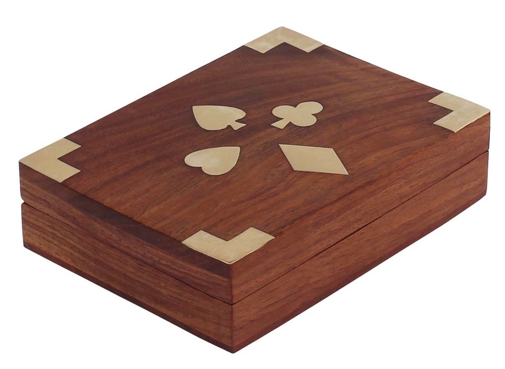 Carved Wooden Playing Card Box