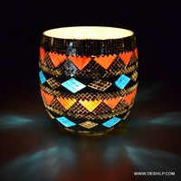 Bamboo Mosaic Handmade Glass Votive