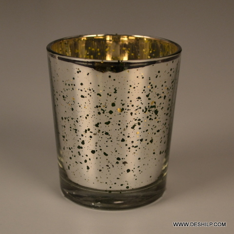 Small Silver Glass T Light Candle Holder for decoration