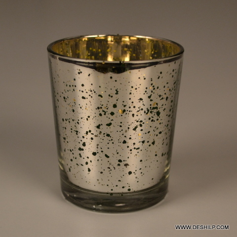Small Silver Glass T Light Candle Holder