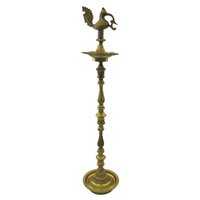 Mahabharat 48 Inch Oil Candle Lamp - Brass Aluminum, 48 Inches, Golden | Hand Built, Customized Shape, Indoor Outdoor Decor