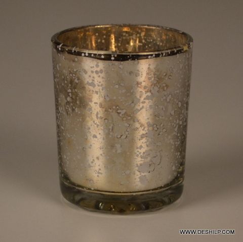 Round Glass Small Silver Candle Holder