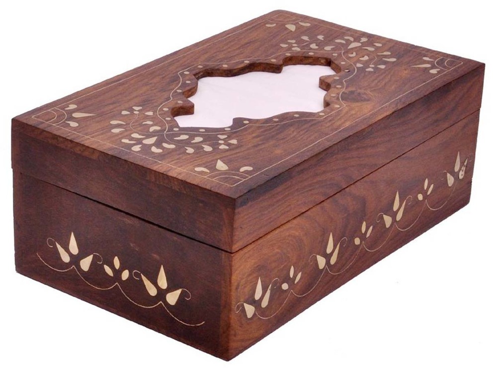 Wooden Rectangular Tissue Holder Box