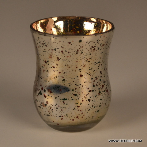 Glass Candle Holder With Silver Finish