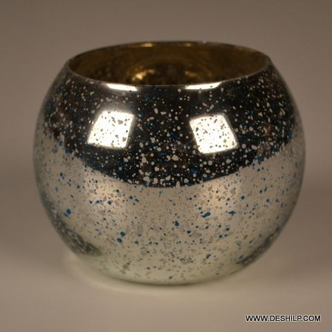 Round Glass Silver Candle Holder