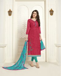 Pink And Sky Blue Fancy Unstitched Dress Material