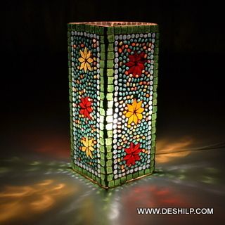 Green Mosaic Glass Table Lamp