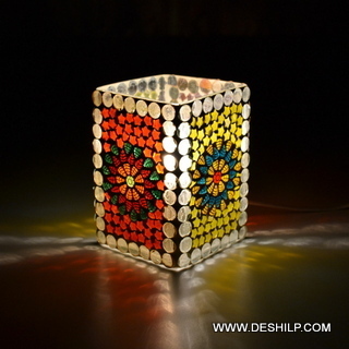 ZariaGlow Ethnic Mosaic Glass Desk Lamp