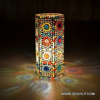 Multi Mosaic Glass Table Lamp