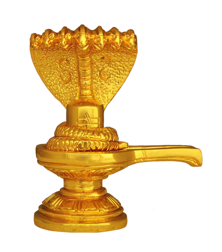 Shivalingam with Snake - Brass 2x2x4 Inches, Gold | Intricate Details, Spiritual Value, Polished Finish