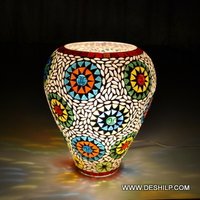 Multicolor Beads Mosaic Handmade Glass Table Lamp - Design: Modern Art