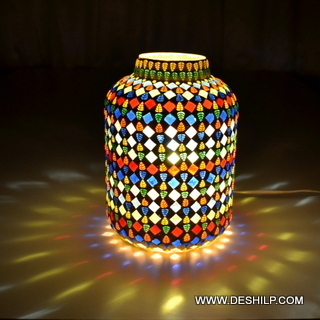 AuroraGlow Multi Mosaic Glass Table Lamp