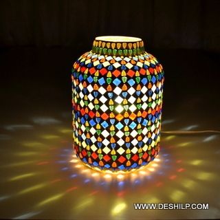 Multi Mosaic Glass Table Lamp