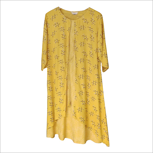 Ladies Printed Rayon Over Coat Kurti