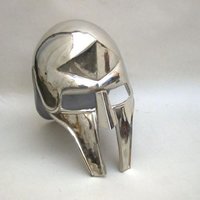 Armor Gladiator Helmet - 18 Gauge Steel, 8.5x9.25x14 In, Silver | Padded Cotton Arming Cap, Riveted Brass Bosses, Roman Style