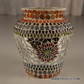 Glass Mosaic Flower Vase