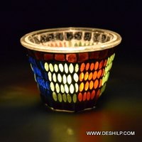 Glass Mosaic T Light Candle Holder