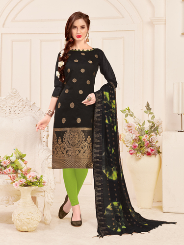 Black And Green Jacquard Banarasi Dress With Banarasi Dupatta