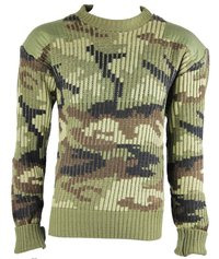 Woodland Camouflage Military Pullover - Wool Blend, Unisex Sizes Xs-xxxl | Full Sleeves, Insulated, Versatile For Outdoor Activities