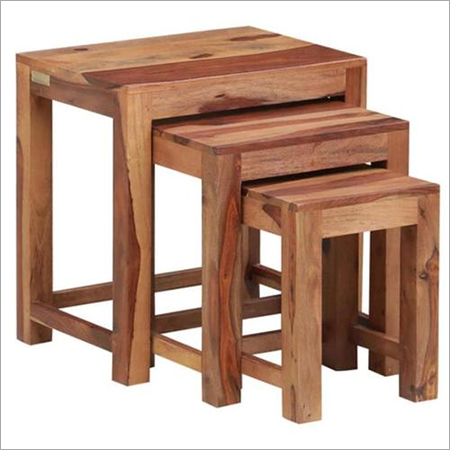 Hard Wood Rectangular Set of 3 Nesting Tables