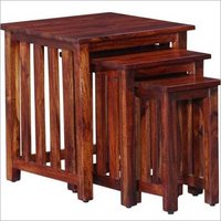 Hardwood Square Set of 3 Nesting Tables
