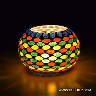 Round shaped Mosaic Handmade Glass Votive