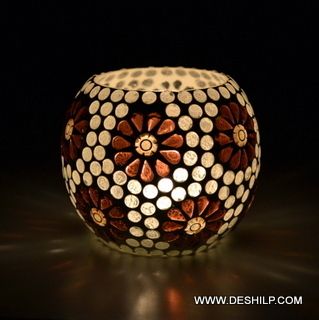 Multi Mosaic Glass Candle Holder