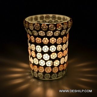 Multi Mosaic Glass Candle Holder