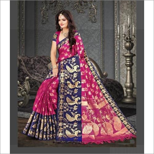 Golden Zari Rich Pallu Cotton Silk Saree With Jhalar (Tesslas)