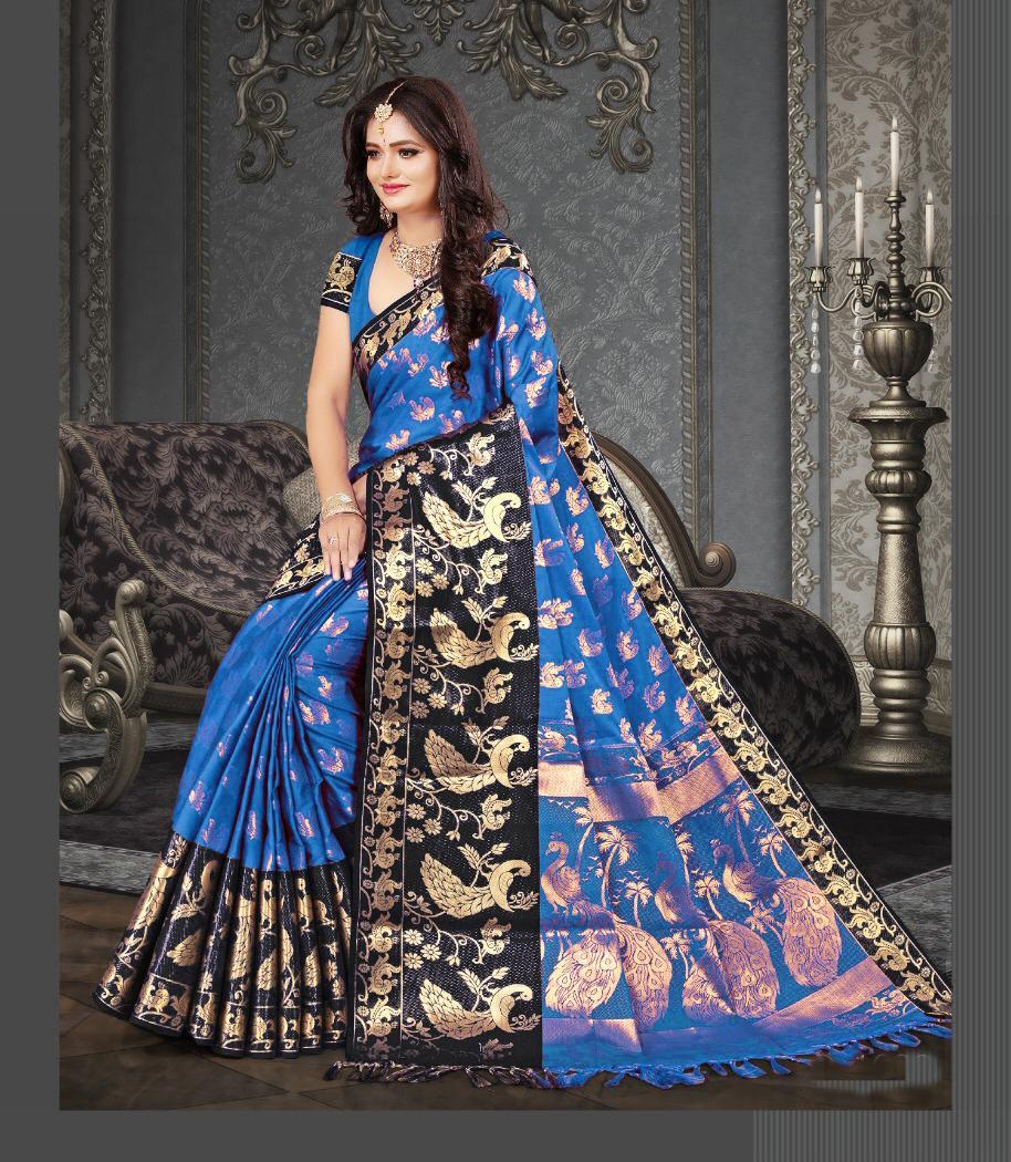 Golden Zari Rich Pallu Cotton Silk Saree With Jhalar (Tesslas)