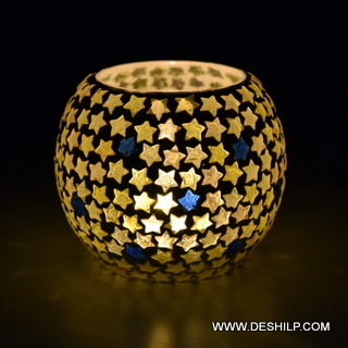 Star Mosaic Shape Glass Candle Holder