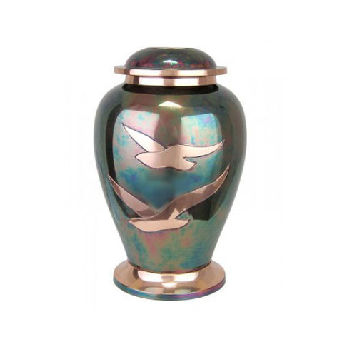 Black Brass Urn Dove Raku Going Home