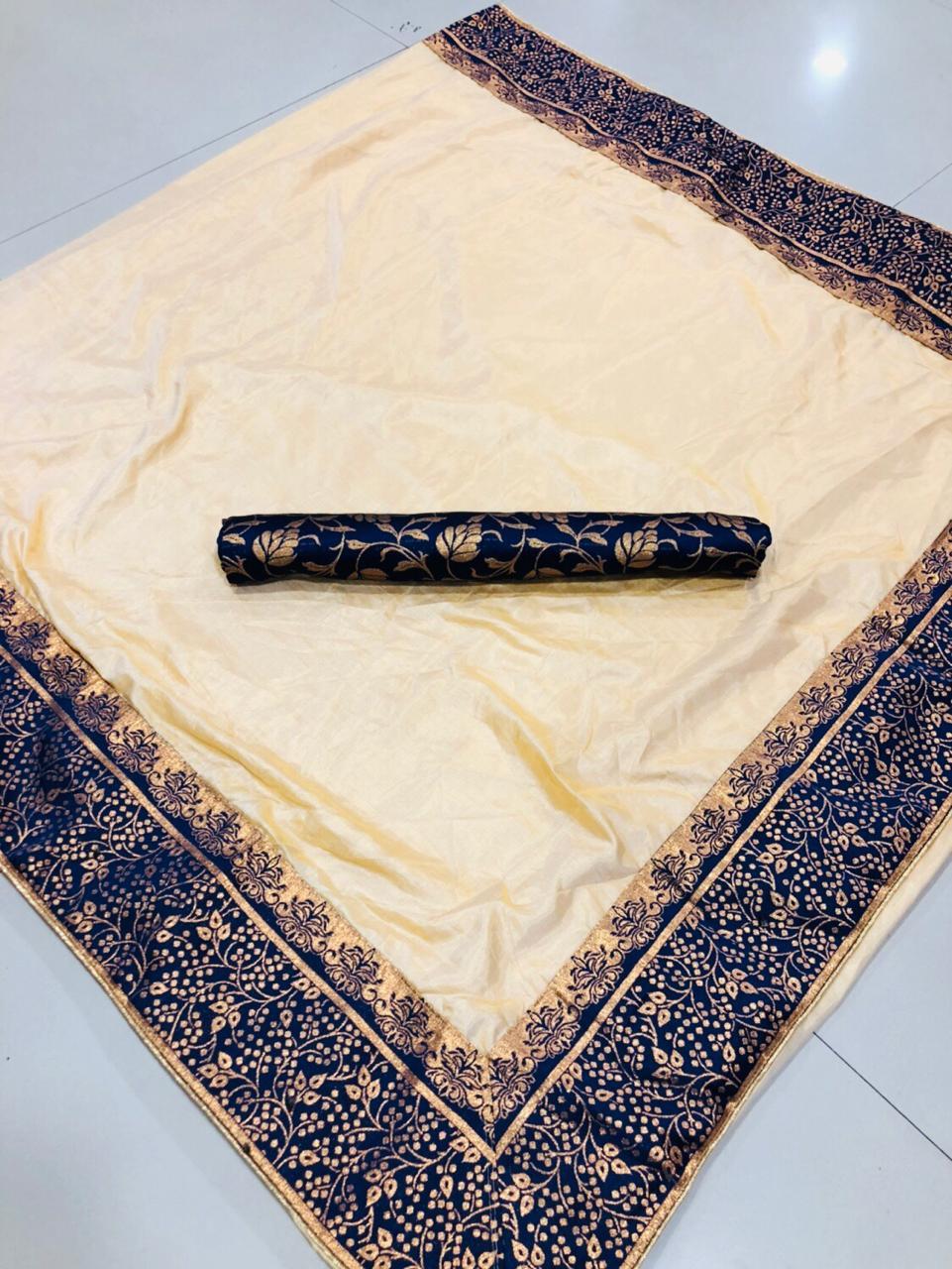 Pure Sana Silk Saree With Jacquard Border
