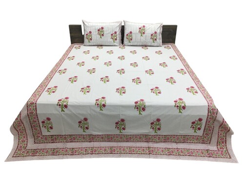 Hand Block Printed Percale Bedsheets in Queen Size