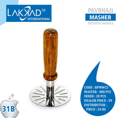 Wooden Handle Pav Bhaji Masher