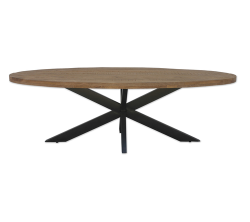 Handmade Oval Dining Table With Web Iron Legs (Top Thickness 3.5Cm)