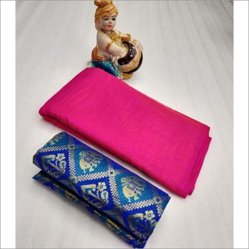 Plain Zoya Saree With Jacquard Blouse