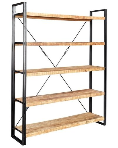 Brick Large Bookcase - Wooden & Wrought Iron, 1868160W X 40D X 200H cm | Antique Handmade European Design for Living Room Use