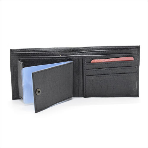 Black Mens 3 Slotted Leather Wallet