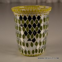 Mosaic Candle Hanging Handmade Lamp - Material: Glass