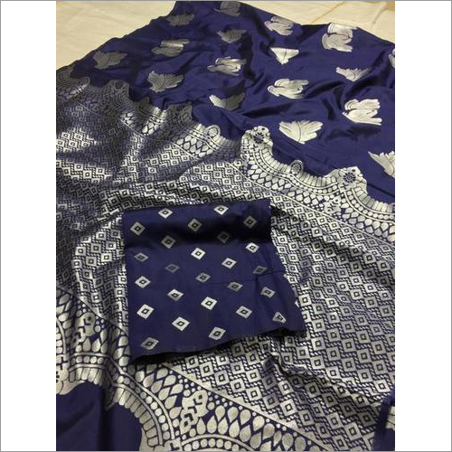 Heavy Lychee Silk Silver Jari Saree
