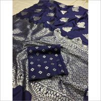 Mulit Heavy Lychee Silk Silver Jari Saree
