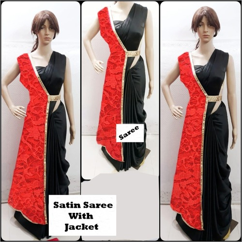 Bollywood Western Satin Saree With Jacket