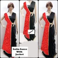 Bollywood Western Satin Saree - 5.5 Mtr Length, Multicolor Design | Luxurious Satin Fabric, Plain Pattern, Ideal For All Seasons