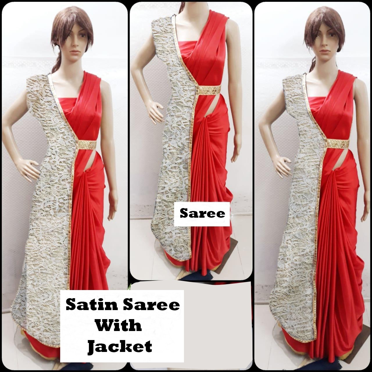 Bollywood Western Satin Saree With Jacket