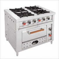 Four Gas Burner Range - Stainless Steel, 36" X 36" X 34" | Manual Operation, Safety Design, Strong Cast Iron Pan Support