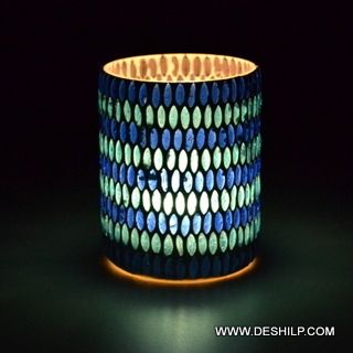 Multi Mosaic Glass Candle Holder