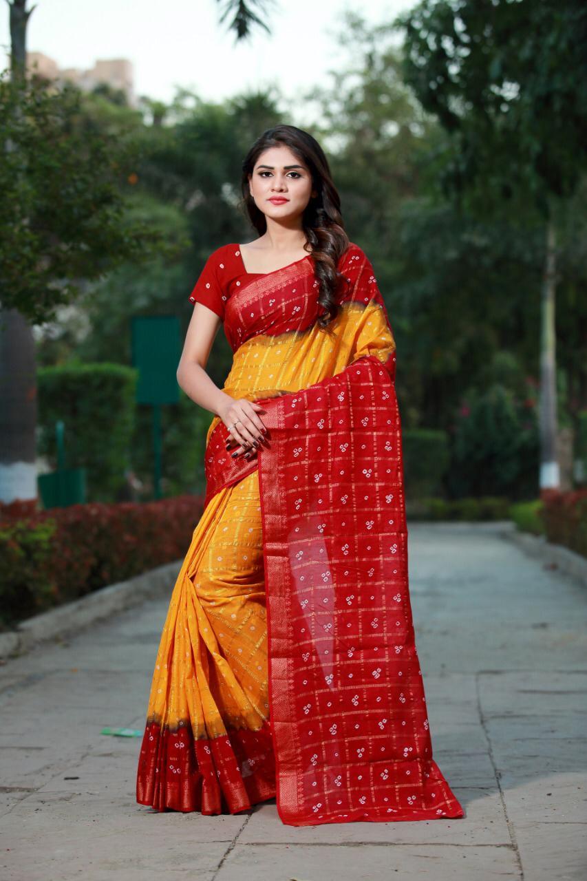 Bandhani Printed Bhagalpuri  Saree